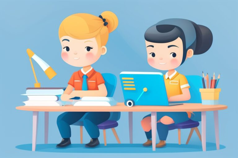 twee leerlingen aan het werk